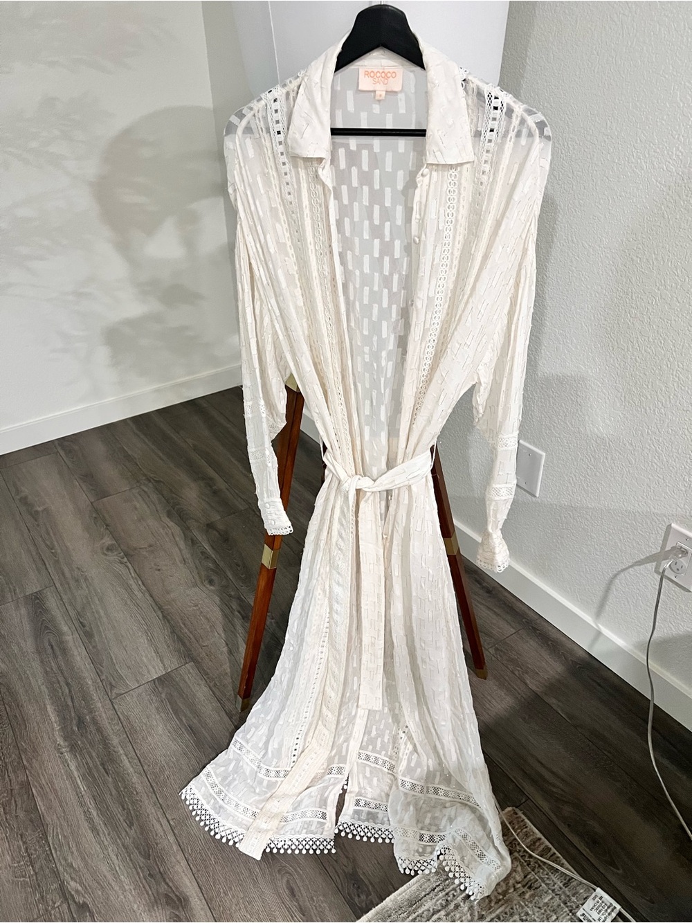 Rococo Sand Sheer Lace Long Dress in Ivory